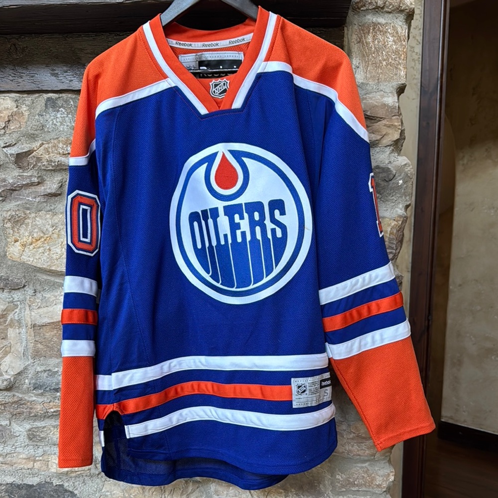 Reebok Blue and Orange Game Jersey Yakupov